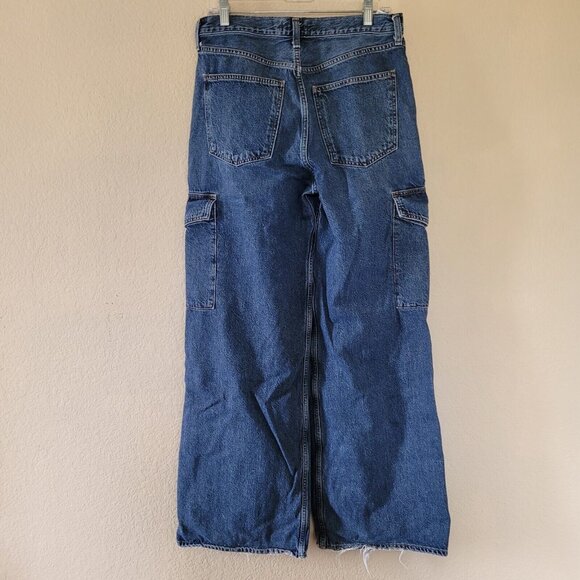 Agolde Jeans Wide Leg Minka Cargo Denim Size 29 Blue High Rise 90s Retro - Picture 12 of 12